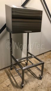 Waterdichte RVS Computerkast op wielen met een weegschaalplateau