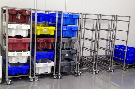 RVS Viskistkarren voor 5 kisten